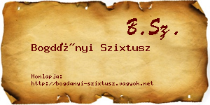 Bogdányi Szixtusz névjegykártya